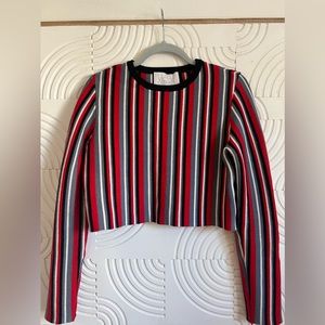 VICTOR GLEMAUD Striped Crop Sweater 100% Wool | Size XS